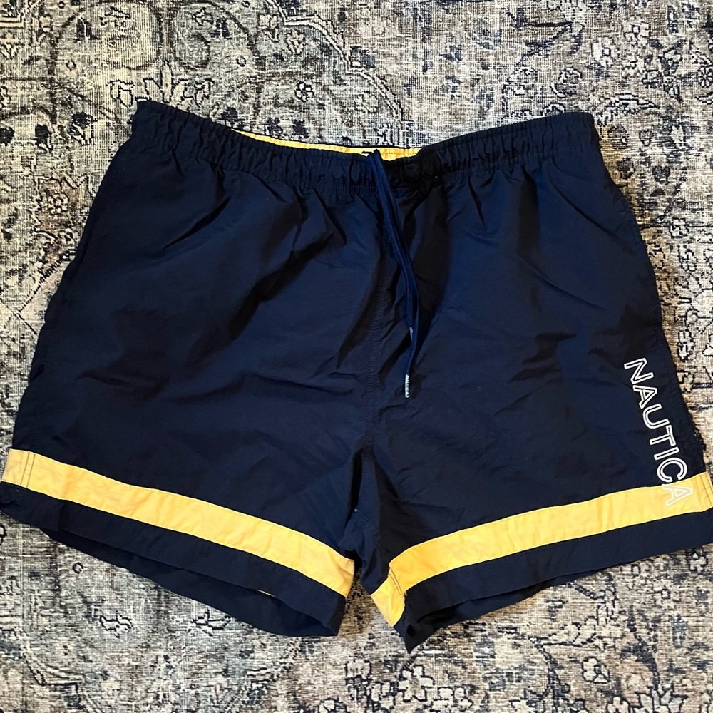 Nautica Navy and Yellow Swim Shorts